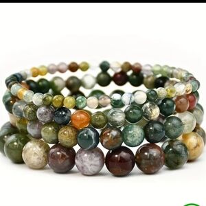 New Indian Agate Stretch Bracelet  Stack